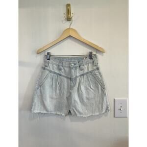 Free People Denim Mini Skirt Size 25 Light Wash Raw Hem Cotton Jean Skirt
